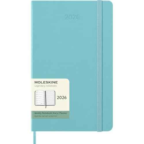 Moleskine Classic 12 Month 2026 Weekly Planner, Hard Cover, Large (5" x 8.25"), Aquamarine, 144 pages