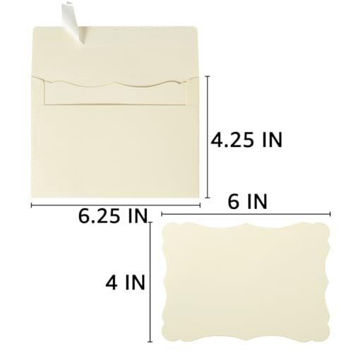 Toperd Cream A4 Envelopes with 4x6 Cards - 100 Pack Invitation Supplies