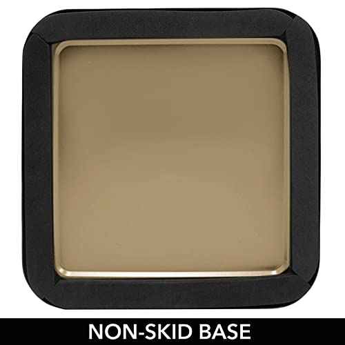 mDesign Small Square Metal 2.3 Gallon Trash Can Wastebasket Garbage Container Bin for Bathroom, Powder Room, Bedroom - Holds Waste and Recycling - Unity Collection - Soft Brass