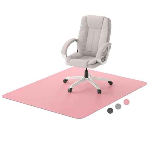 Hsurbtra Office Chair Mat for Hardwood Floor, 45" x 53" Large Anti-Slip Computer Chair Mat, Heavy Duty Wood & Tile Floor Protector, PVC Desk Rug for Office Home, Pink