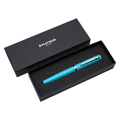 Platinum Fountain Pen PROCYON Turquoise Blue Medium Point PNS-5000#52-M With Kanji LOVE Sticker, 5.5 x 0.56 in