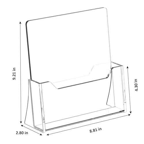 Acrylic Brochure Holder 8.5 x 11 inch 4 Pack, Clear Acrylic Plastic Flyer Holders for Literature Magazine Pamphlet Booklet Menu Journals Display Stand Desk Holder Countertop Organizer