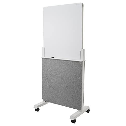 Quartet Whiteboard Easel, Glass Dry Erase Board, Rolling Easel Stand On Wheels, Double-Sided Privacy Screen with Adjustable Height, Includes 1 Marker, Creates Private Interactive Workspaces (Q293066W)