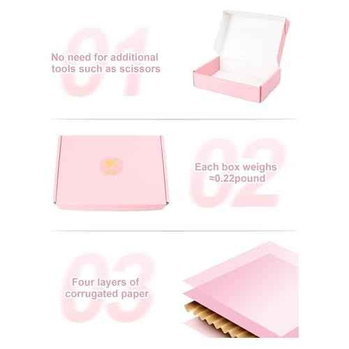 9x6x2 Inch Small Pink Shipping Boxes Pack of 45, Cardboard Boxes for Packaging Small Business