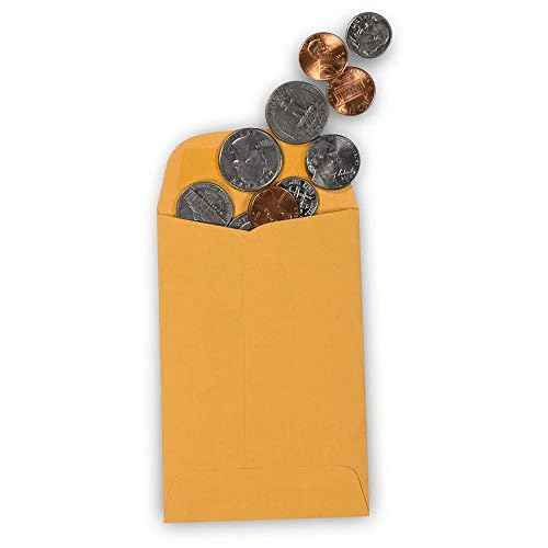 500 Guardian #4 Paper Coin Envelopes - Blank Small Envelopes for Coins, Receipts, Stamps, Small Parts Storage, & More ? 3" x 4-1/2" Cash Envelopes ? Gummed Flap Gift Card Holder Envelopes