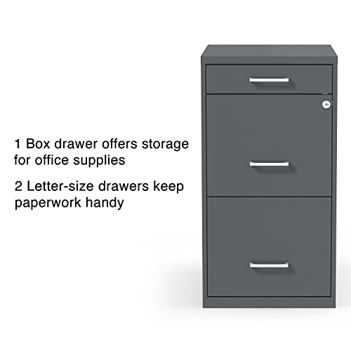 STAPLES Charcoal 3-Drawer Vertical File Cabinet Lockable Letter Size