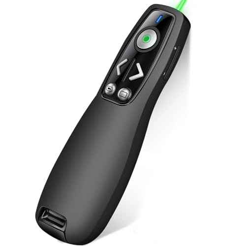 2-in-1 USB Type C Presentation Clicker Wireless Presenter Remote with Green Light for PowerPoint, Powerpoint Clicker with Volume Control PowerPoint Slide Advancer for Mac, Computer, Laptop