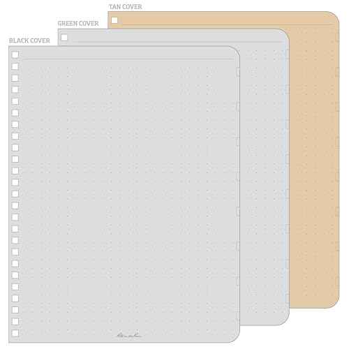 Rite in the Rain Weatherproof Side Spiral Notebook, 6.625" x 8.5", Black, Tan, and Green Covers, Dot Grid Pattern, 3 Pack (No. TAC3DG-LG)