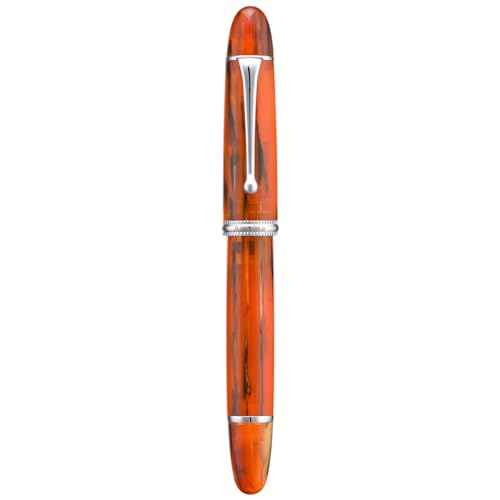 Asvine V800 Fountain Pen -Vacuum Filling System with Large Ink Capacity-Number 8 Stub Nib 1.1mm Calligraphy Art Drawing with Wrench - Amber Acrylic