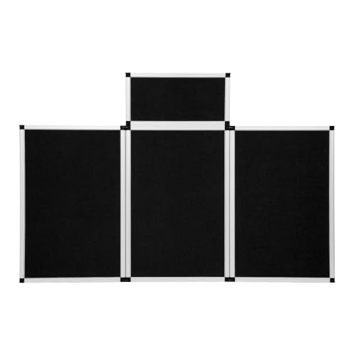 Black 3+1 Panel Trifold Tabletop Display Board with Storage Bag - Portable Presentation
