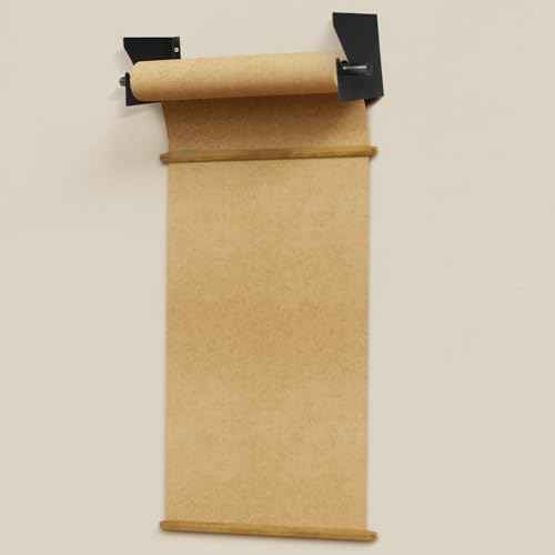 60 Inch Paper Roll Holder Wrapping Paper Wall Mounted Roll Rack Holder Adjustable Reliable Kraft Scroll Dispenser for Vinyl, Kraft, or Other Rolled Materials(Black)