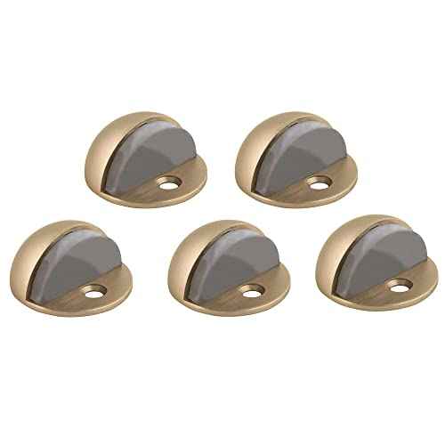 Dome Door Stop Wall Protectors with Rubber Stopper ? Satin Brass Floor Mounted Door Stoppers 10-Pack ? Design House, 188367