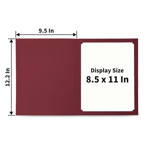 SUNEE Certificate Holders(Burgundy, 50 Packs), Diploma Covers Gold Foil Border, for Letter Size 8.5x11 Certificates, Cardstock, Document Papers