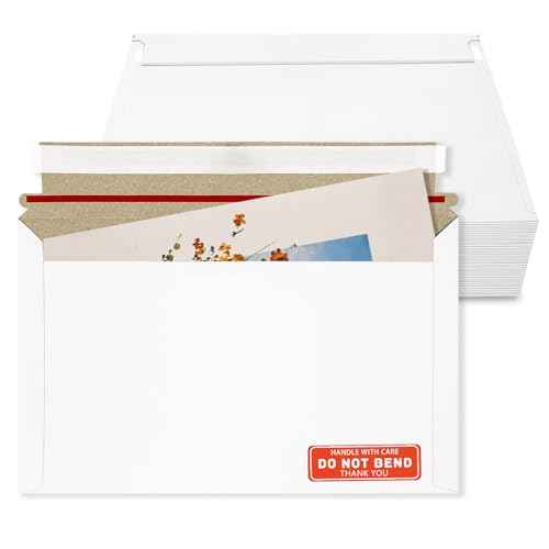 Cheardia 120 Pack Photo Document Mailers with Self Adhesive Seal, 13 x 9.25 Inch Rigid Mailers Stay Flat Cardboard Envelope with Label for CD, Photos, White