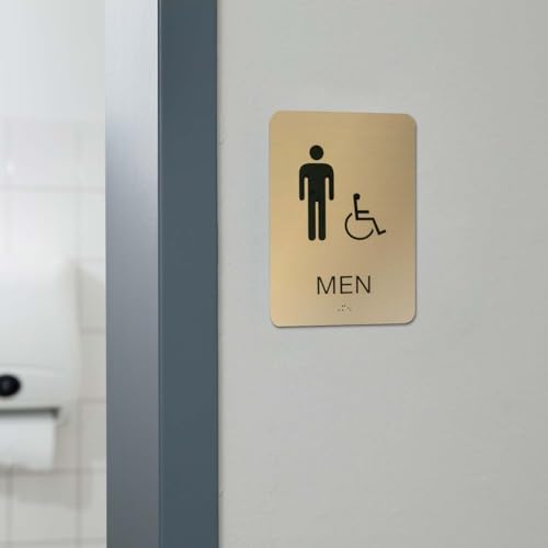 Gold Men & Women ADA Restroom Signs/Modern Chic 6" x 9" Acrylic Bathroom Sign Set With Braille