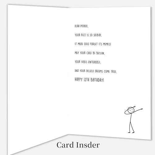 12th Birthday Card,12 Year Old Birthday Gifts & Decorations for Boys Girls Son Daughter Nephew Niece,Funny 12th Birthday Card for Him Her with Gen Z Teenagers Slang Meme-Inspired Design
