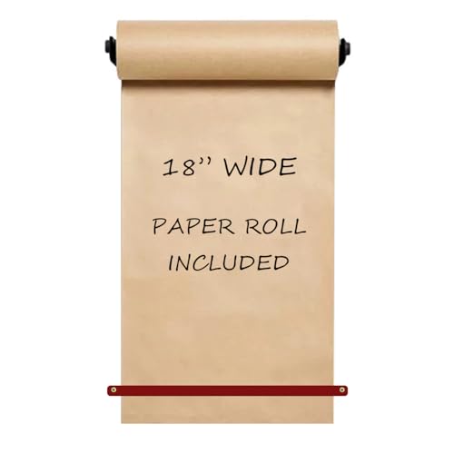 18-Inch Kraft Paper Dispenser Wall Mount with 100 Ft Roll - Black Wall Mount & Leather Strap