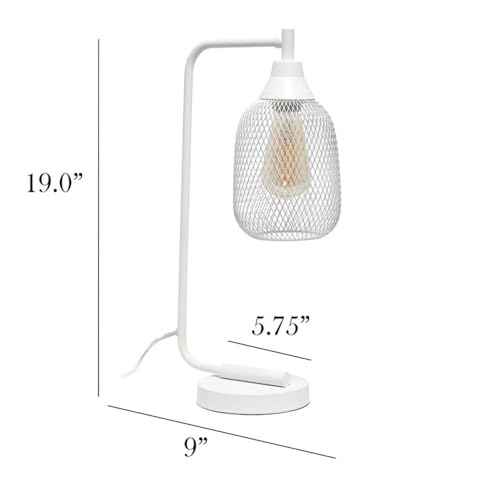 Elegant Designs LD1060-WHT Mesh Wire Table Desk Lamp, Matte White