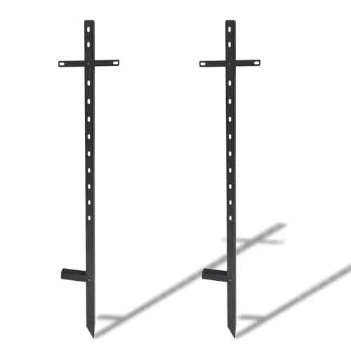 2pcs Heavy Duty Yard Stakes, 46in Metal Yard Sign Poles Holder T-Bar Ground Stakes Sign Posts for Outside, Lawn, Bar, Parking Lot, Holiday, Graduation, Estate Garage Sale Events (Black)