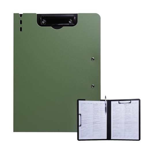 FRETONBA Green A4 Foldable Clipboard with Double Metal Clips & Pen Holder - 1 Pack