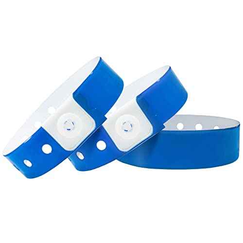 Blue Plastic Wristbands-500 Pack Colored Identification Wristbands for Events, Waterproof Lightweight Security Vinyl Wristbands for Party Concert Club Festival Entrance Admission