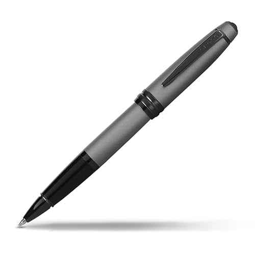 Cross Bailey Refillable Rollerball Pen Presented in a Premium Gift Box - Medium Point, Black Ink, Matte Gray