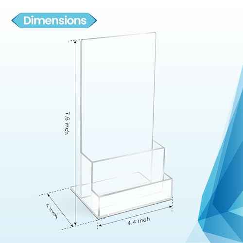 6 Pack Acrylic Brochure Holder 4¡®¡¯, Clear brochure and Business Card Holder, Plastic Flyer Display Stand for Magazine, Pamphlet, Booklets, Menu, Journals, Business Card