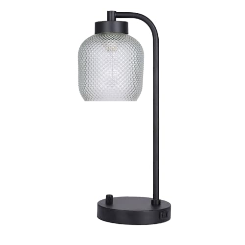 Kenroy Home Prismatic Glass Downbridge Black Desk and Task Lamp with Adjustable Arm and Energy-Efficient Lighting for Home Offices, Workspaces, and Study Areas