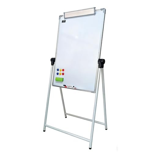 ADDXINH White Magnetic Double-Sided Whiteboard Easel 24x36'' with Stand, Adjustable Height, Foldable Dry Erase Board for Home Office & Teaching