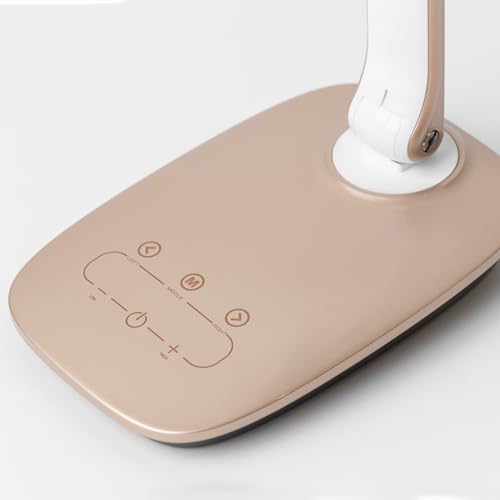 LED Desk Lamp, Bright, Dimmable LED Task Light with Touch Control, Adjustable Arm, Modern Desk Light with USB Charging Port for College Dorm Room, Classroom, Home Office, Beige
