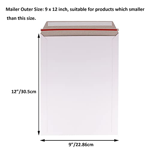 Self Seal 9x12 Inch Photo & Document Mailers - White, 100 Pack