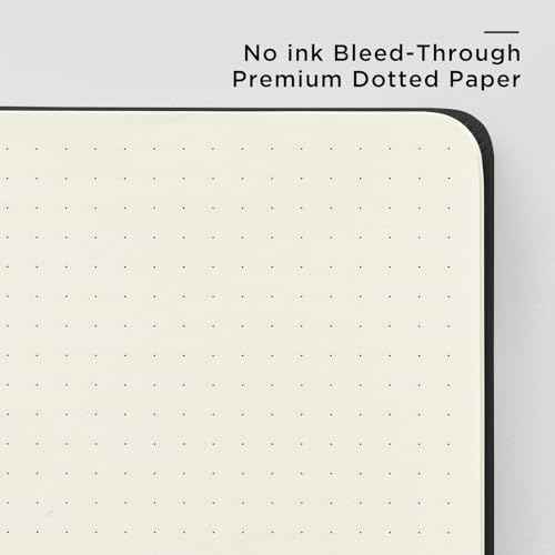 &And Per Se Dotted Journal Notebook (10 packs), A5 Hardcover Leather Bullet Dotted Journal, 160 Pages 100GSM Thick Paper, 3 Sheets of Stickers Included - 5.7'' x 8'' (Black)