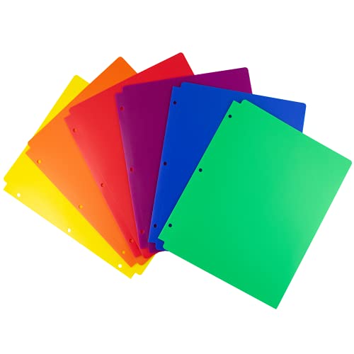 Dunwell Assorted 6-Pack 2-Pocket Folders for 3-Ring Binders, 8.5x11