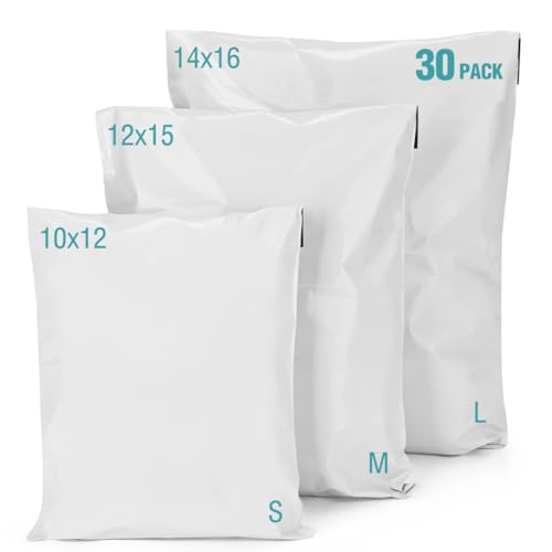 WOW DING Poly Mailers 30 Pcs Self-Sealing Shipping Bags in 3 Sizes
