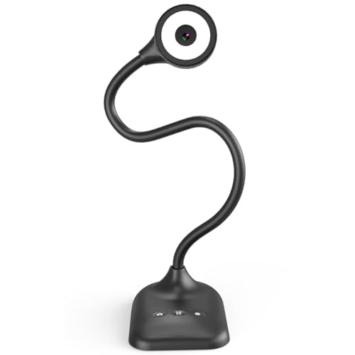 Document Camera for Teachers, Webcam and Overhead Camera for Classroom with Mic, LED Lights, Image Invert, Fold for Mac OS, Windows, Zoom, OBS Work with Distance Learning/Teaching, Live Demo