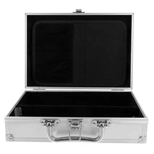Frcolor Aluminum Alloy Tool Box Multi-Functional Handheld Storage Container Briefcase Organizer for Men Portable Metal Briefcase Silver Workstation for Home and Professional Use