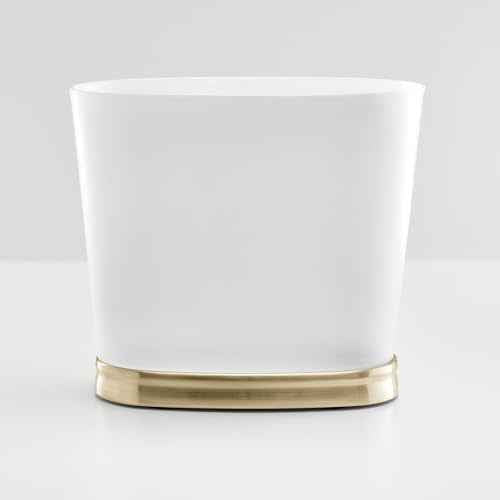 InterDesign iDesign Small Oval Bathroom Trash Frost/Soft Brass Waste can