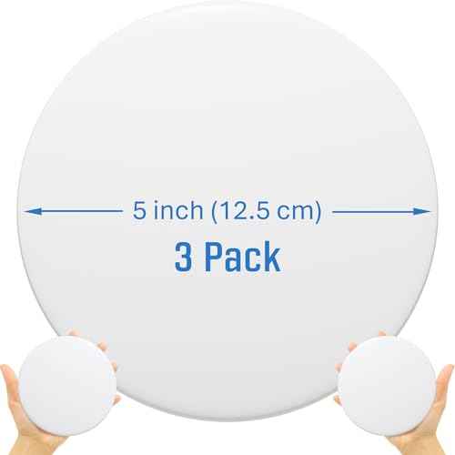Strongest Home Wall & Door Handle Stopper 5" Set of 3 Pieces White Rubber Door Knob, Round Wall Shield Cushion, Quiet Wall Protector for Door Handle, Guard Door Bumper, Self Adhesive