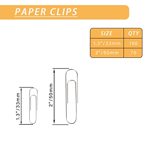 Aksiko 220pcs Paper Clips Set – Medium 1.3" & Jumbo 2" with Storage Boxes