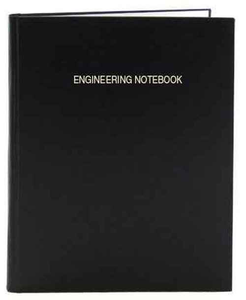 BookFactory Engineering Notebook - 240 Pages (.25'' Grid Format), 8'' x 10'', Black Cover, Section Sewn Hardbound (Made in USA)