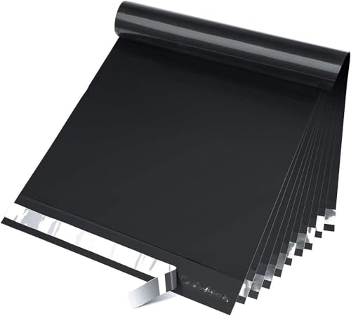 Fuxury Black Poly Mailers 12x15.5 Inches - 100 Pack Shipping Bags for Clothes
