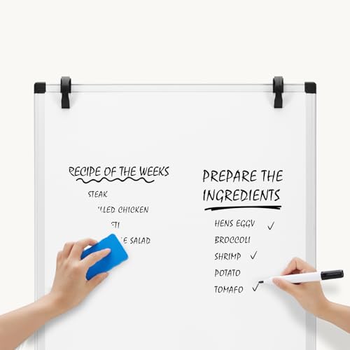 DUMOS White Magnetic Dry Erase Board with Silver Frame, 40x28 Inches, Adjustable Easel Stand