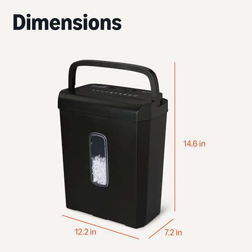 Amazon Basics Cross Cut 6-Sheet High Security Shredder, 3.7 Gallon, Auto Shut-Off for Home