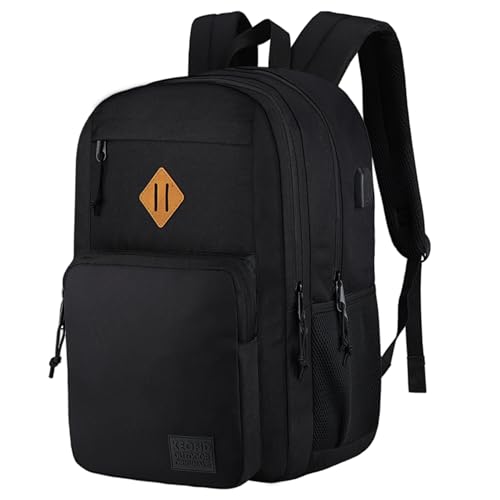 17.3 Inch Anti-Theft Laptop Backpack with USB Charging and Water-Resistant Material - KEOFID Black Travel & College Bag