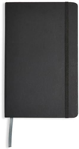 Amazon Basics Hardcover Lined Notebook - 240 Pages, 5x8.25 inches, Black