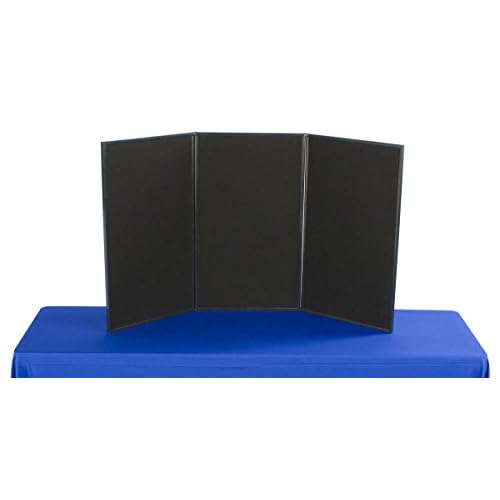 3-Panel Tabletop Display Board, 54 x 30 - Black and Gray Hook & Loop-Receptive Fabric, for Exhibitions and Trade Shows