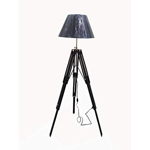 THOR INSTRUMENTS Classic Wood Three Fold Tripod Floor Lamp Black, for Living Room Office Rustic Vintage Home Decor Gifts