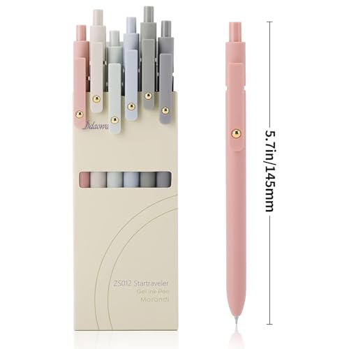 Morandi Ddaowanx 6-Pack Retractable Gel Pens 0.5mm Quick-Dry Black Ink