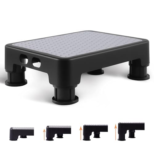 CHIKILLA Adjustable Step Stool for Seniors 6-Leg Stability 3.4-5.4 Inch Gray