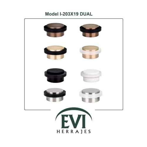 EVI | Adhesive Doorstop | 1.37'' X 0.8'' | Natural Silicone Black Rubber | Stainless Steel | Matte Finish | Great Adherence | 100% Functional | Mod. I-203